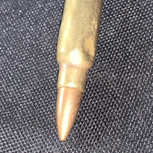 4" Real Bullet Keychain .223 Rem Brass w/ Gold With Silver Ring Dent On One Side - Picture 4 of 6