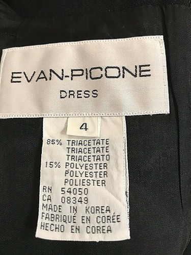 Evan-Picone Asian Style Black Formal Midi Dress Fully Lined Size 4 EUC - Picture 6 of 9