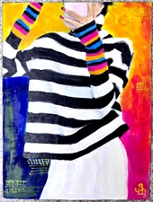 Original Hand Painted Acrylic Painting  "Selfie" . Signed