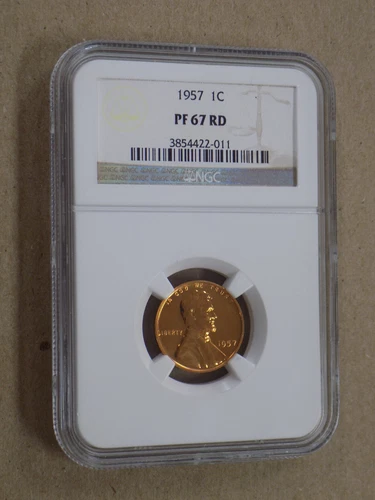 1957 1C Lincoln Wheat Penny Cent Proof  NGC PF67 RD 