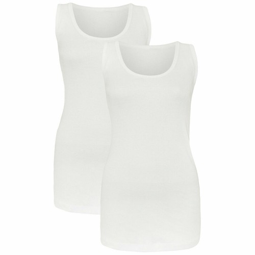 LADIES VEST WOMEN COTTON STRETCHY RIBBED T-SHIRT CAMI CASUAL MUSCLE GYM TANK TOP - Picture 15 of 19