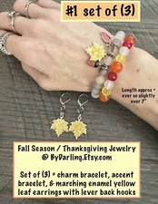 Fall Thanksgiving Halloween Set Of 3 Earrings 2 bracelets Set