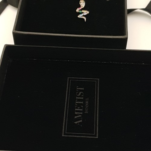 Sterling Silver Snake Pendant Ametist Channel Set Hoop Earrings Lab Created Ruby - Picture 2 of 14