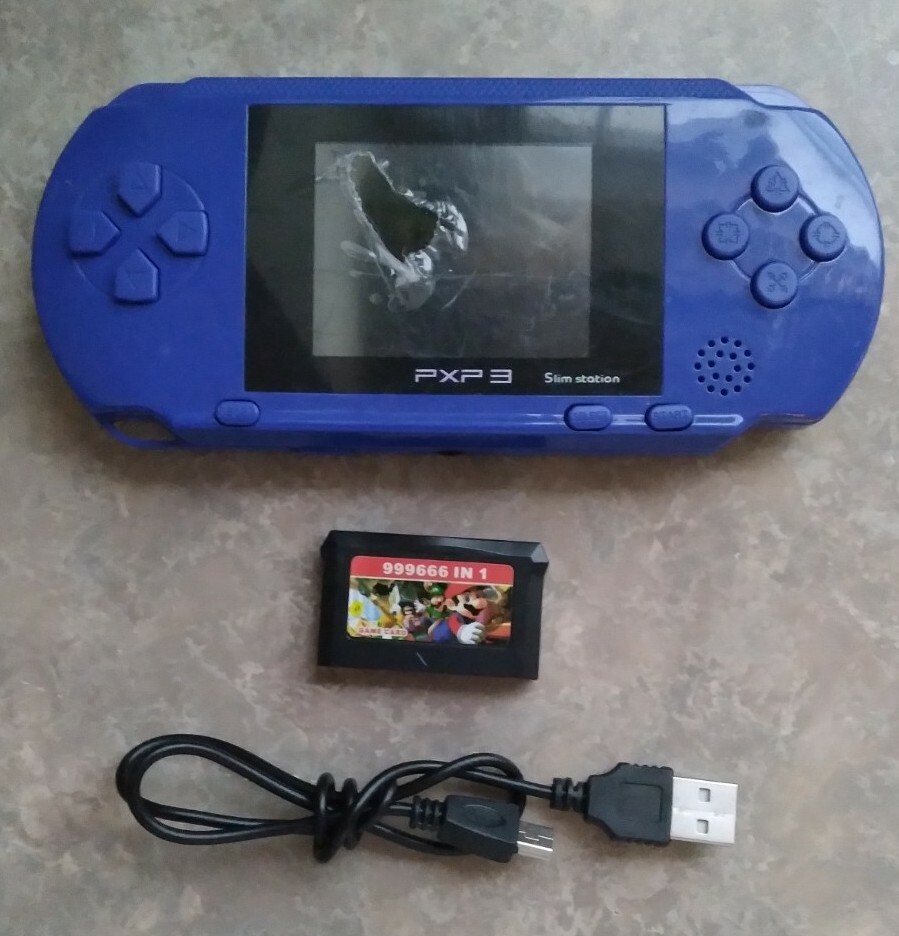 Playstation PXP 3 Slim Station Blue Handheld Game System + Game Card & USB  Chrgr