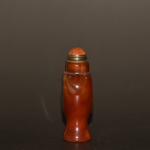 Collection of Natural Colored Agate Flat Gourd Shaped Snuff Bottle Ornaments - Picture 3 of 9