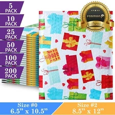 Decorative Holiday Gift Self Seal Poly Bubble Mailer Padded Shipping Envelope