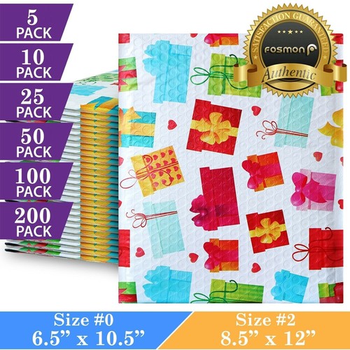 Decorative Holiday Gift Self Seal Poly Bubble Mailer Padded Shipping Envelope - Picture 1 of 6