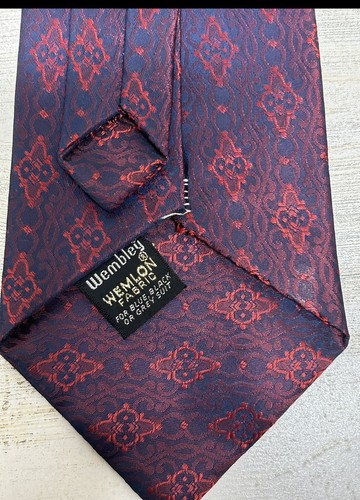 Corbata con clip vintage "Wemlon" de Wembley - lavable, rojo oscuro y azul - Imagen 5 de 8
