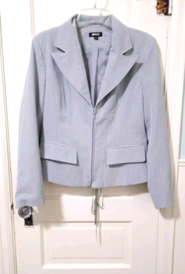 新品 over ribbon jacket NEW Metrostyle Ribbon LACE BACK Zip Front Jacket Blazer 8