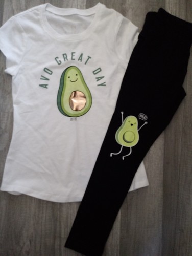 NWT Justice Girls Outfit Avacodo Top Size 7 - Leggings Size 6 (BLT) - Picture 2 of 2