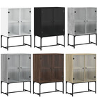 Side Cabinet with Glass Doors Storage Display Cupboard Cabinet Unit