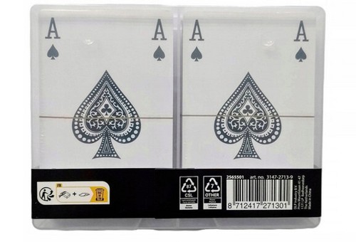 Set 2x 56 carte da gioco carte da poker Romme Skat - blu e rosso - mazzi nuove incl. Custodia - Foto 2 di 3