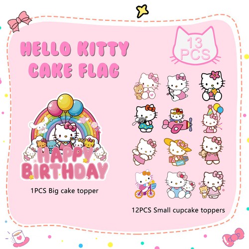 Hello Kitty Kinder Party Geburtstags Deko Cat Geschenk Mitgebsel Ballons Teller - Bild 73 von 101