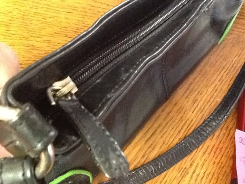 Cartera Bolso de Mano Wilson Cuero Arce Negro Verde Borde Pequeño H5 - Imagen 5 de 8