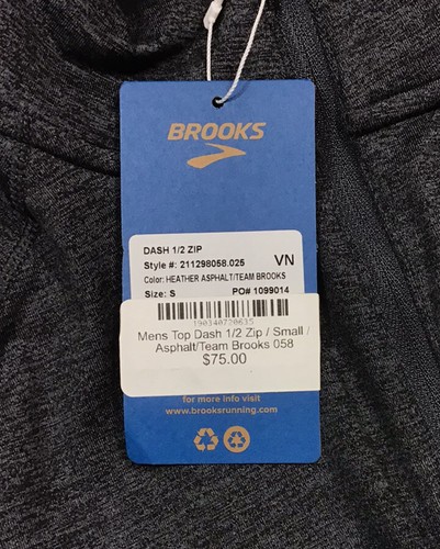 Brooks Men's Top Dash Team Brooks Half Zip Jacket Asphalt Black K22 - Picture 9 of 9