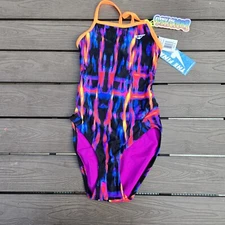 TYR The Finals Women 1pc Freestyle Swimsuit Wing Back Rainbow - Size 30 - New