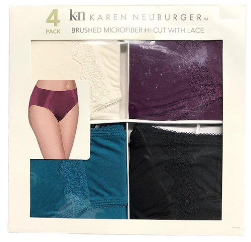 Karen Neuburger Women's Hi-Cut Brushed Microfiber Lace Briefs Multi 4 Pk NEW OB - Picture 10 of 14