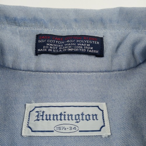 Huntington Chambray Shirt Mens 15.5 Long Sleeve Button Down Made in USA Blue - Picture 6 of 10