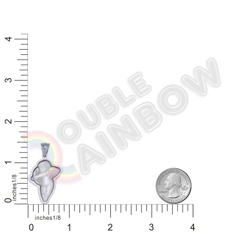 Baby Angel Cupid Stainless Steel w/Pearl Necklace Valentine's 3mm Rope Chain*P73 - Image 2 of 4