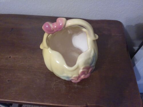Vintage Hull Pottery Sunglow Basket Yellow & Pink #84 - Picture 9 of 10