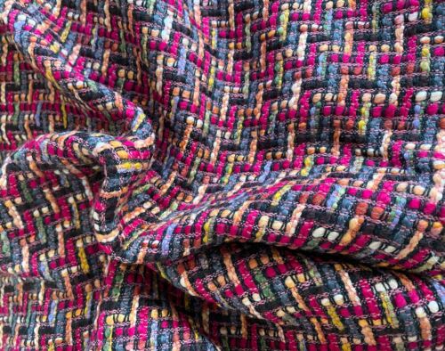 Paquete de 3 metros de tela tejida texturizada multicolor de lujo Bouclé para abrigos chaquetas - Imagen 6 de 11