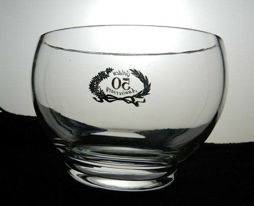 Golden Anniversary 50 Year Clear Glass Gold Trim Creamer And Open Sugar Bowl - Picture 8 of 10