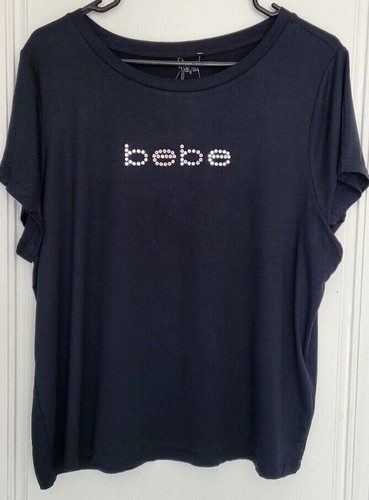 BEBE Women Shirt, Black Short Sleeve, bebe Logo Top,  Large, Xlarge or 3X, - Picture 5 of 8