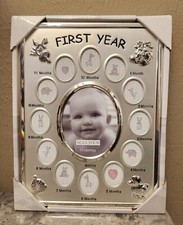 Malden Baby's First 1st Year Silver Picture Frame 13 Opening Collage