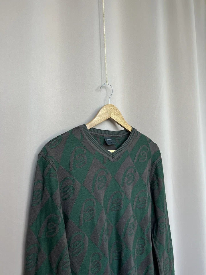 Suéter Brioni tejido con monograma para hombre talla L suéter de lujo vintage Foto 3 de 4