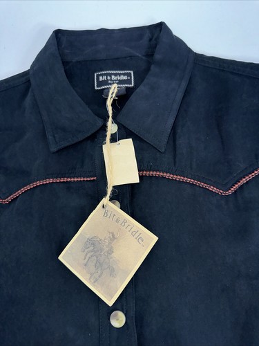 Bit & Bridle Women's Western Shirt Snap Front Sz XL Long Sleeve Black NWT - Picture 4 of 12