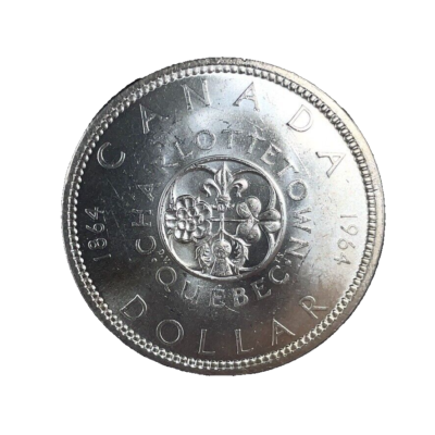 1964 $1 Canada Dollar .800 Silver No Dot Variety Between TS. GEM