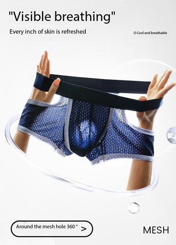 Calzoncillos boxer de malla sexy gay calzoncillos hombres ropa interior elástico bikini bragas EE. UU. - Imagen 17 de 19