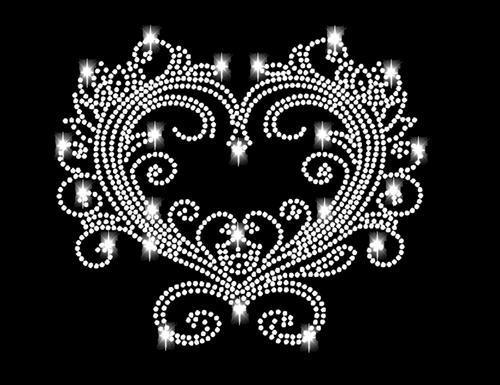 Strasssteine Herz Bügelbild hotfix Applikation Geschenk barock schnörkel Heart - Picture 5 of 6