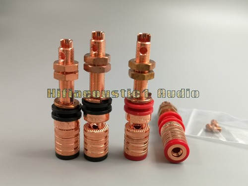4x HiFi CMC 838 Red Copper Plated Amp Speaker Terminal Binding Post Sokcet - Picture 4 of 8