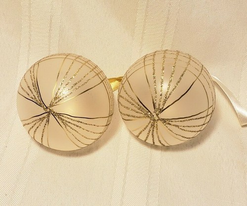 Schönes 2er Set Milchglas Gold Glitzer Wirbel Rund Weihnachtsschmuck - Bild 2 von 3