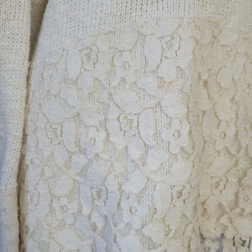 Style Co Sweater Womens XL Cream Lace Bottom Bell-Sleeve Warm Beige - Picture 5 of 10