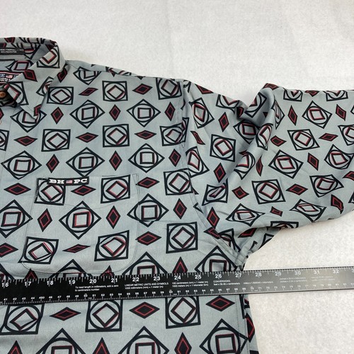 Vintage Beverly Hills Polo Club Long Sleeve Shirt Mens 2XL Gray Geometric Y2K - Picture 7 of 14