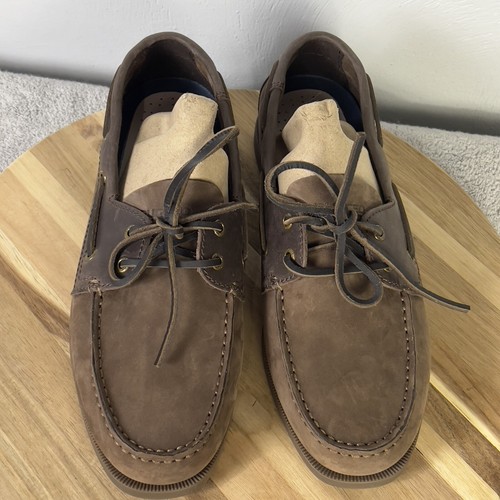 Rugged Shark Brown Leather Boat Shoes Men Size 11 M - Picture 5 of 10