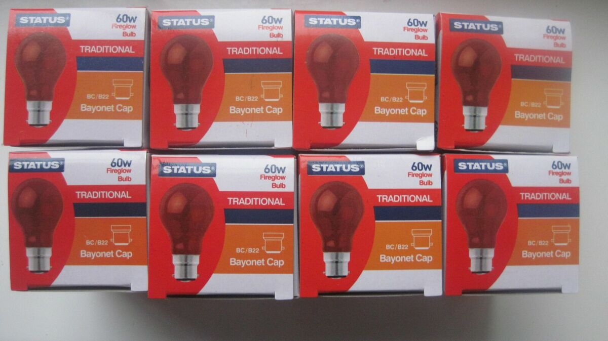 60W Red Fireglow Light Bulbs Bayonet BC B22 for flame Effect Electric Fire