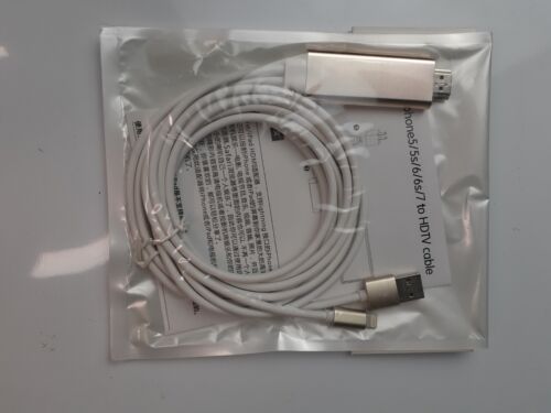 For iPhone 13 12 11 8 7 6 iPad HDMI Mirroring Phone to TV HDTV Adapter AV Cable - Picture 2 of 2