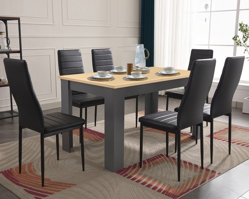 Dining Table and Chairs 4/6 Set Pu Leather Seat Dining Kitchen Room Furniture - Picture 38 of 145