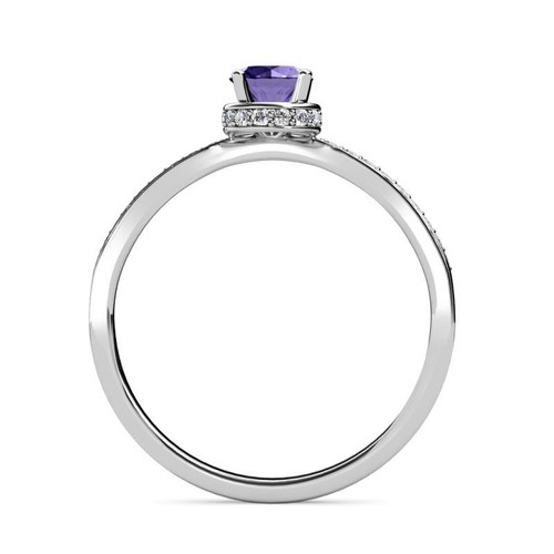 Iolite & Diamond Halo Engagement Ring 7/8 ctw in 14K Gold JP: 58943 - Picture 6 of 19
