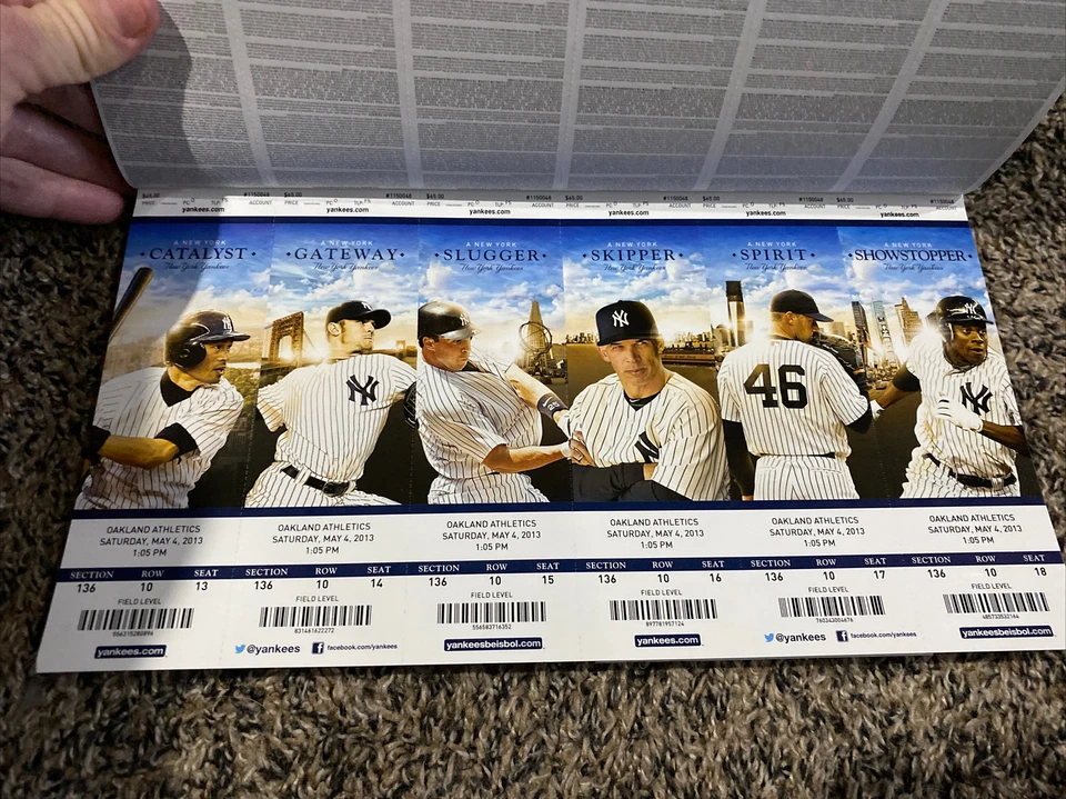 Talón de boleto de los Yankees de Nueva York 2013 elige al jugador en el boleto en Dropbox Foto 2 de 2
