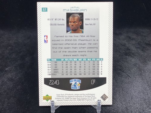 JAMAL MASHBURN 2002-03 UPPER DECK SP AUTHENTIC #57 BASE CARD / HORNETS - Picture 2 of 2