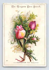 Victorian Trade Card Niagara Corn Starch Tulip Flower 3" x 4"