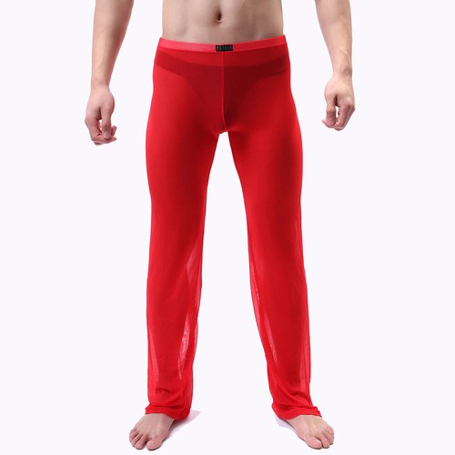 Herren Netz durchsichtig Schlaf Lounge lange Hose durchsichtig Unterwäsche Pyjama Nachtwäsche - Bild 12 von 24