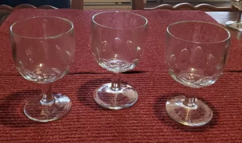 Thumb Print Vintage Heavy Footed Beer Goblets Glasses Clear Glass Set of 3- HD