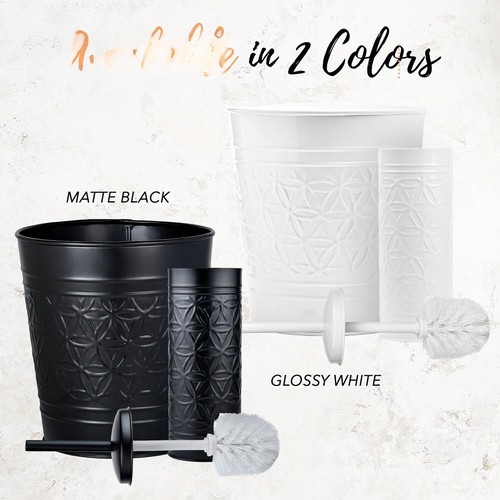 White Farmhouse Bathroom Trash Can with Toilet Seat Brush ,Bathroom Decorating - Picture 9 of 9