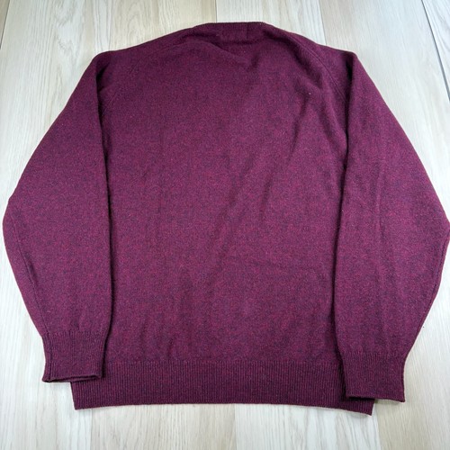 Suéter tejido L.L.Bean para hombre Burgungy 100 % lana de cordero cuello en V talla L - Imagen 2 de 10