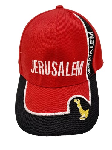 Baseballmütze Kappe Jerusalem Israel verstellbar rot schwarz bestickt Erwachsene - Bild 1 von 8